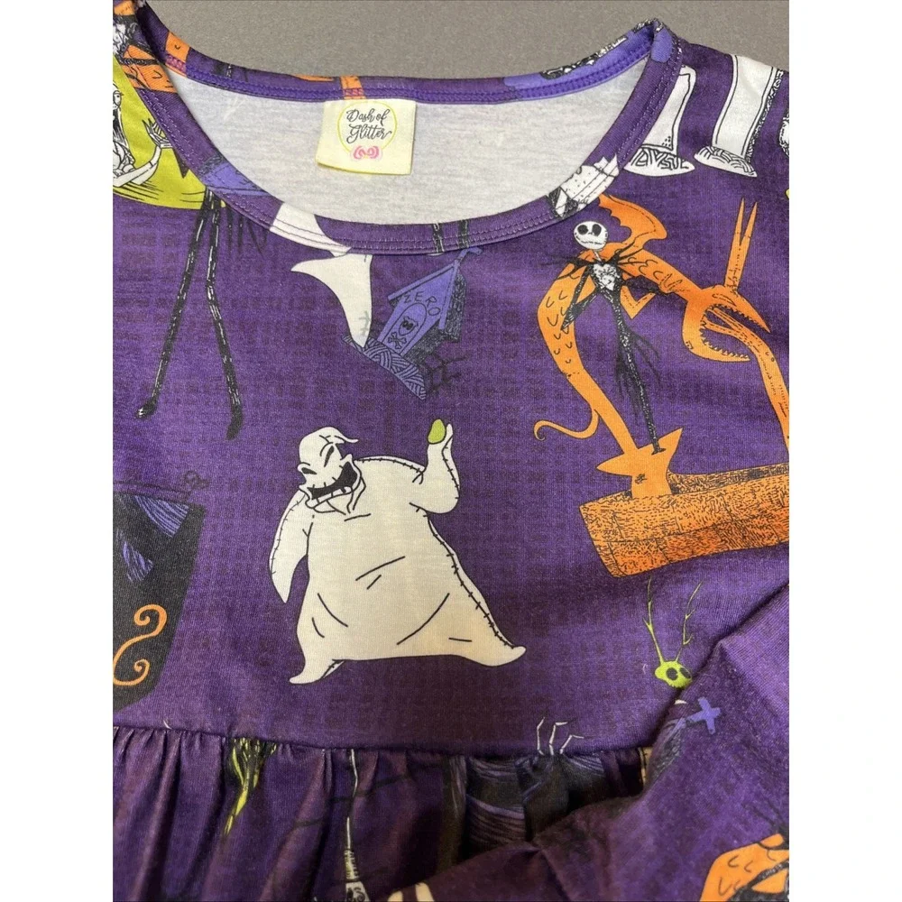 Dash Of Glitter Nightmare Before Christmas Bell‎ Sleeve Dress Size 8/9 - Picture 2 of 3